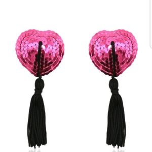 Sequins Heart Shape Tassels Reusable Pasties